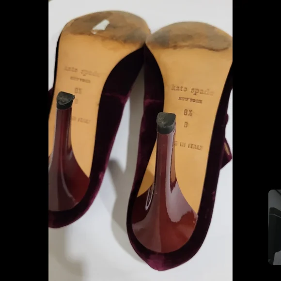 Kate Spade heel Velour Bordeaux Women's Shoes Size 8.5 - Picture 4 of 5
